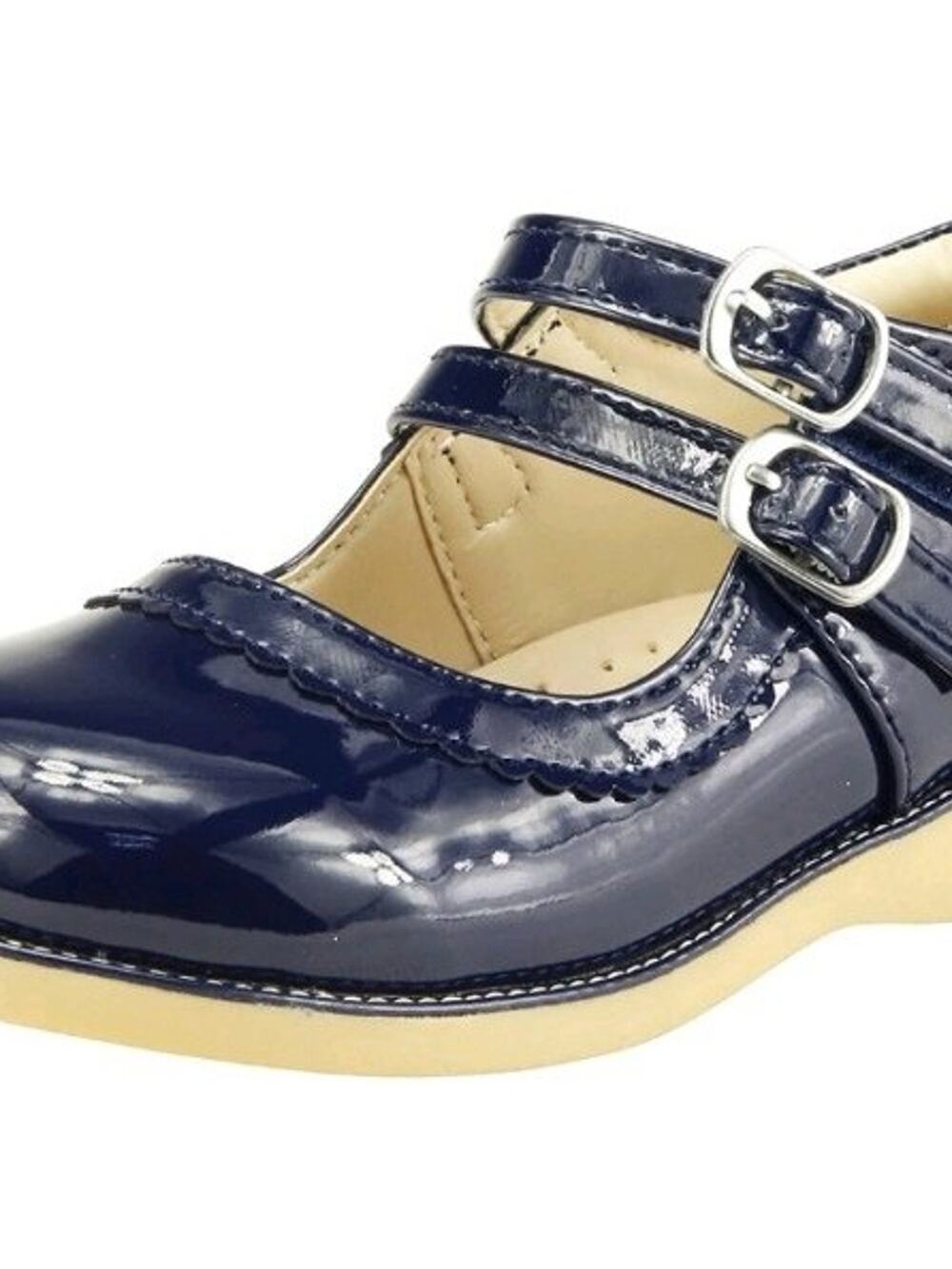 Girl's School Dress Classic Shoes Glossy Blue Color Double Strap Mary Jane sz 7